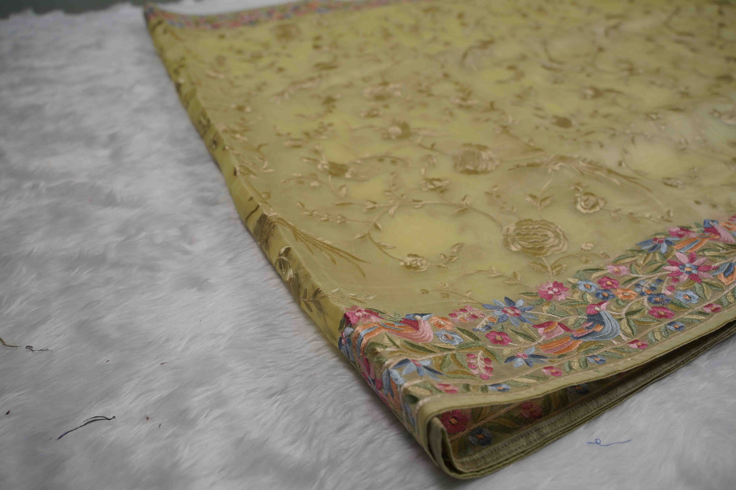 Organza Parsi Gara Pista Green Saree