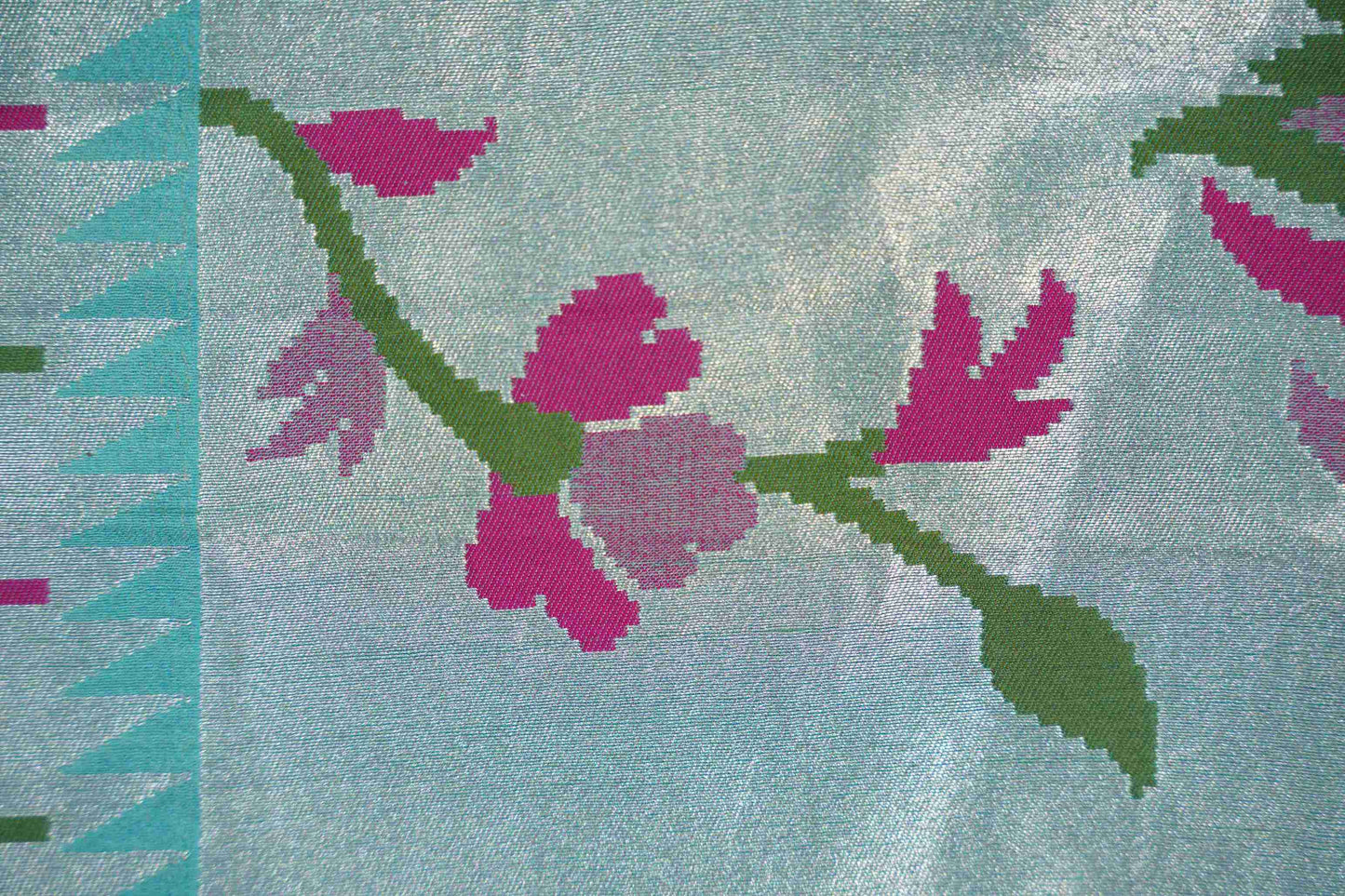 Powder Blue Tissue Saree paithani border