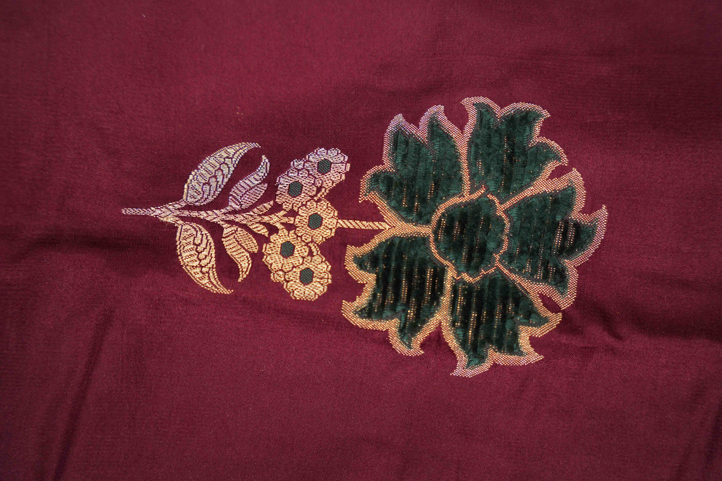 Brown Mashru with green velvet meenakari