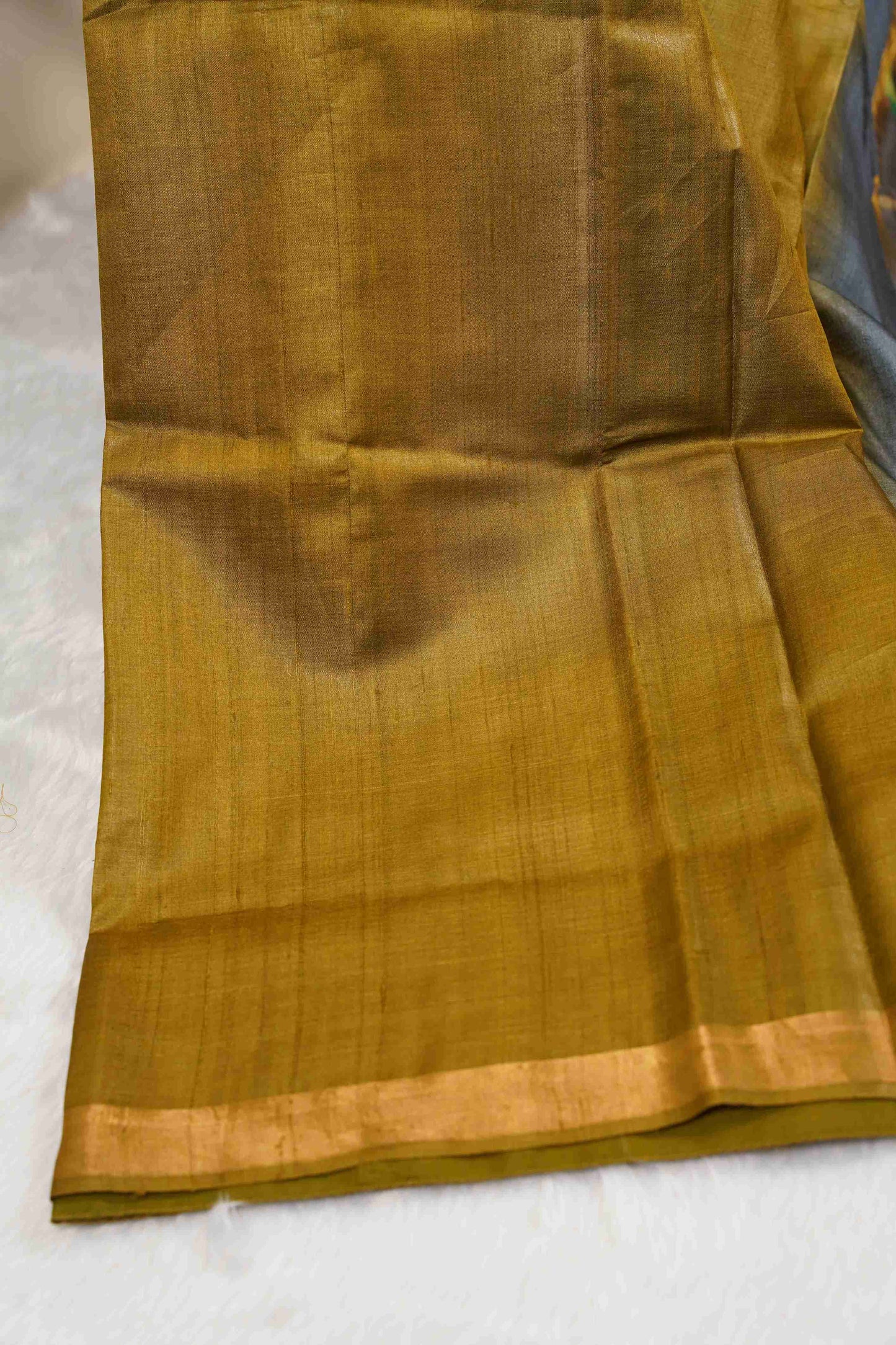 Silk with Pithani Pallu - Mehindi green with blue pallu