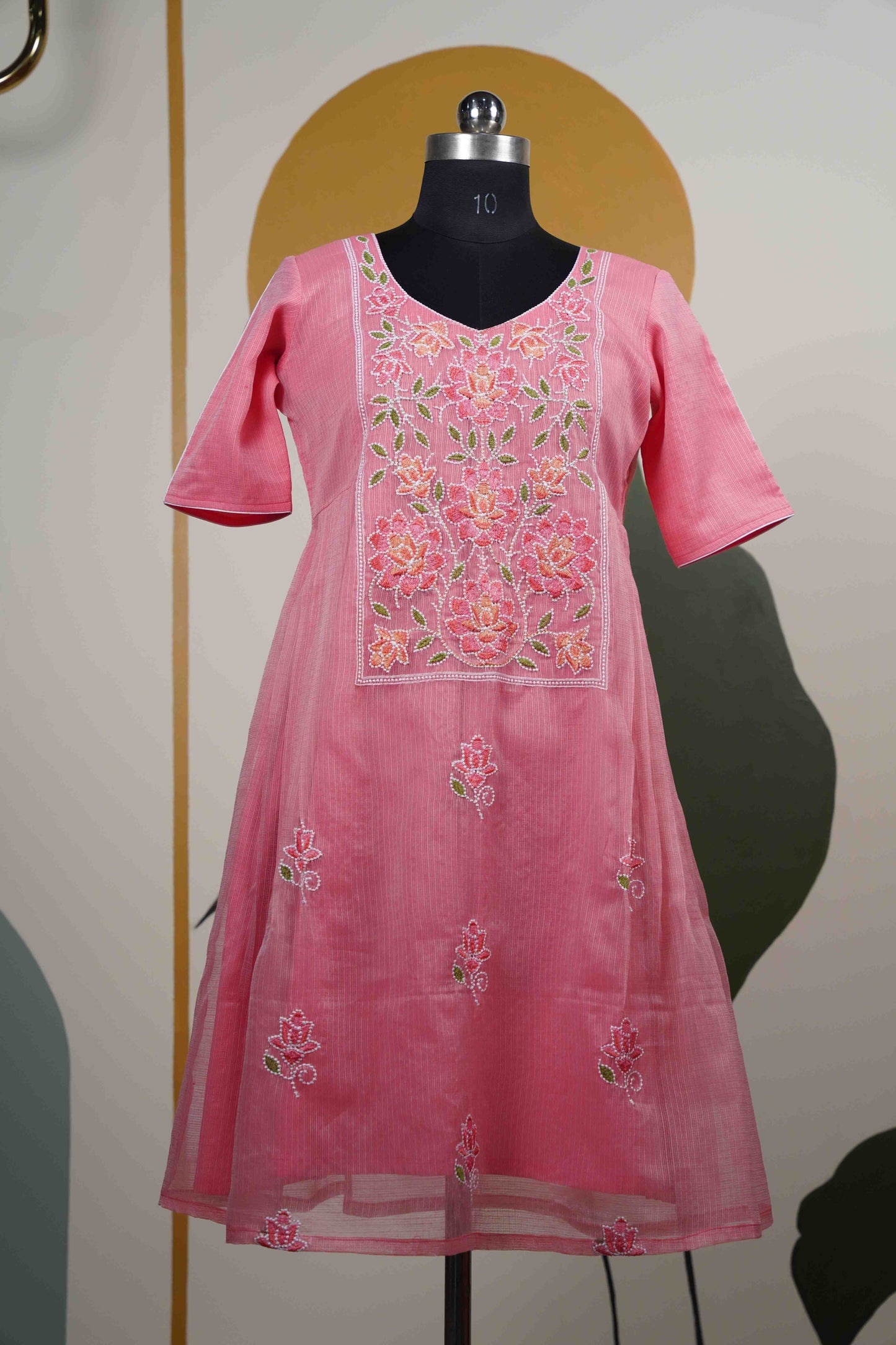 Salmon pink Kota all over Dress