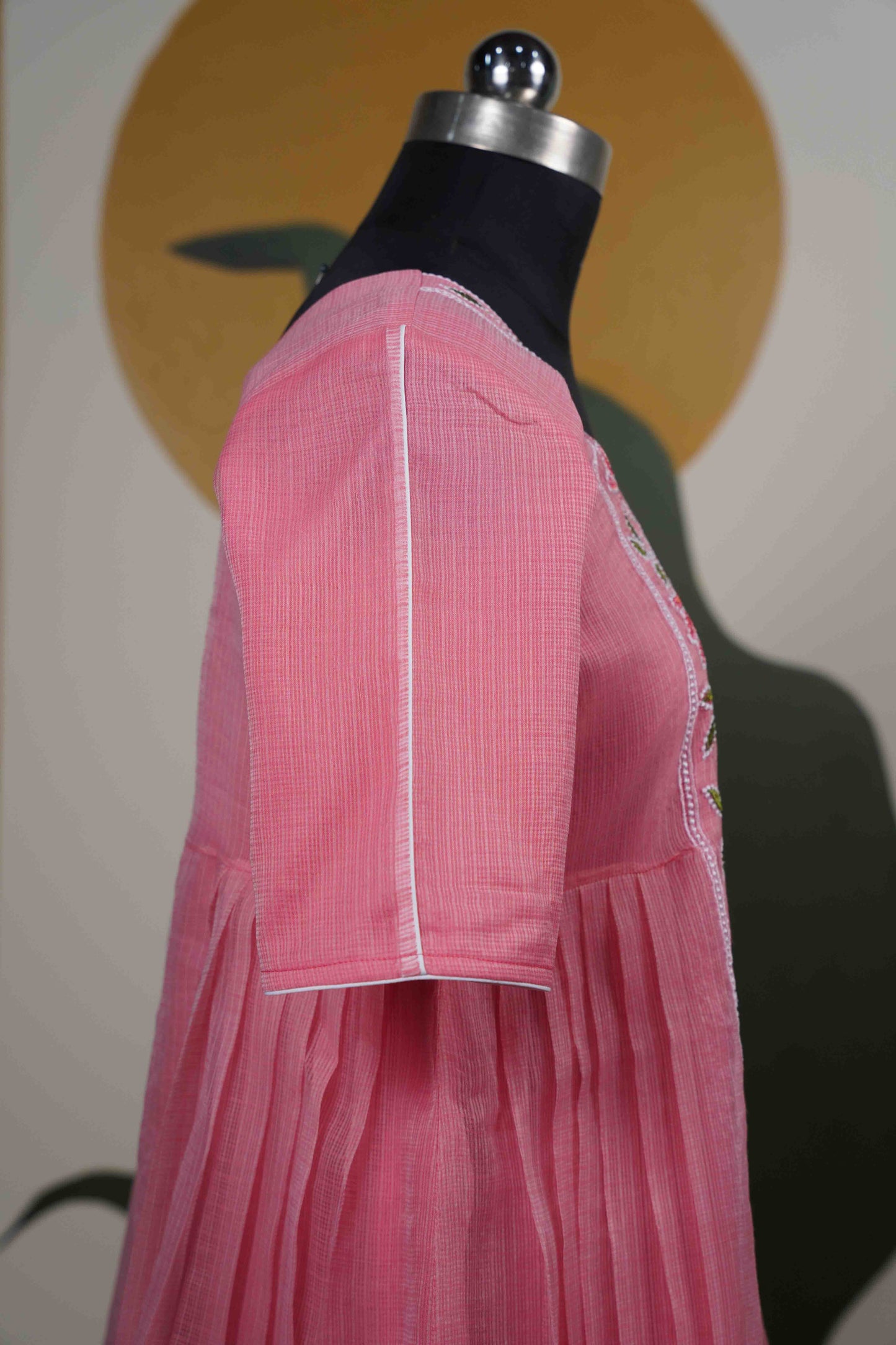 Salmon pink Kota all over Dress