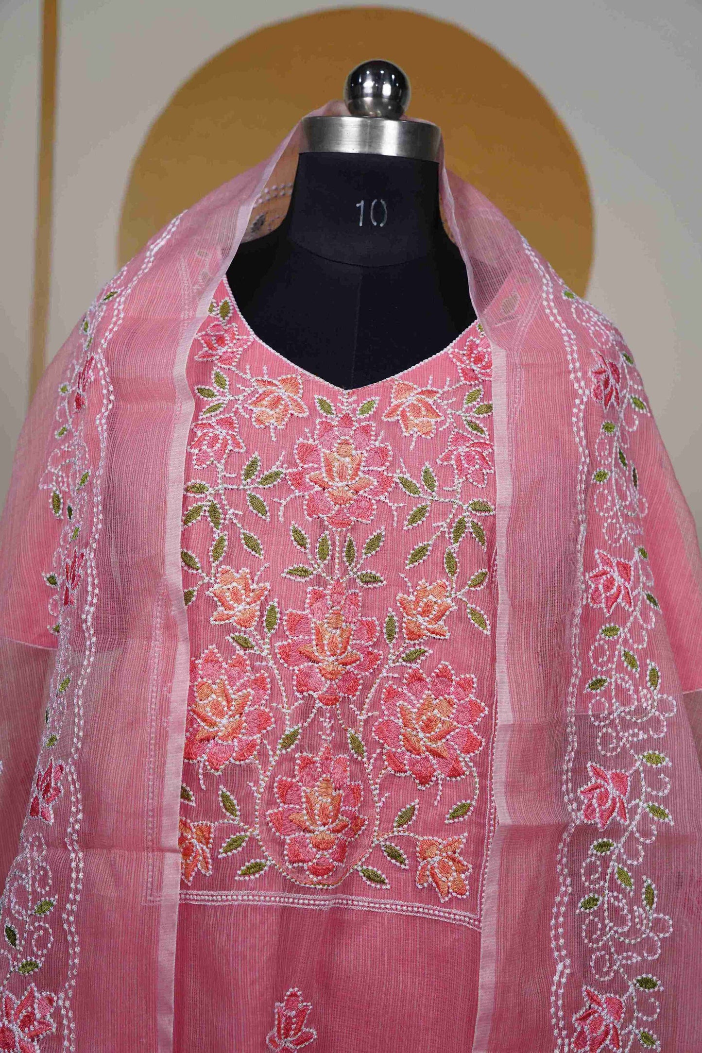 Salmon pink Kota all over Dress