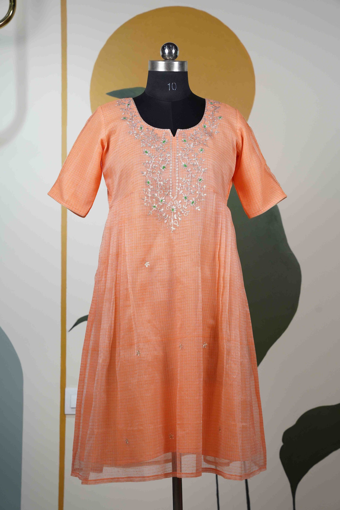 Dark Peach Kota neck only Dress