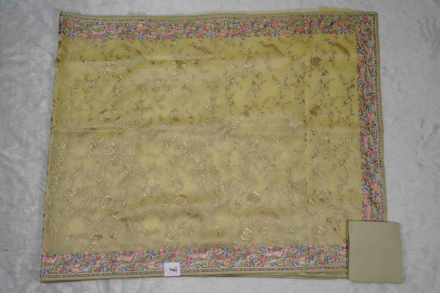 Organza Parsi Gara Pista Green Saree