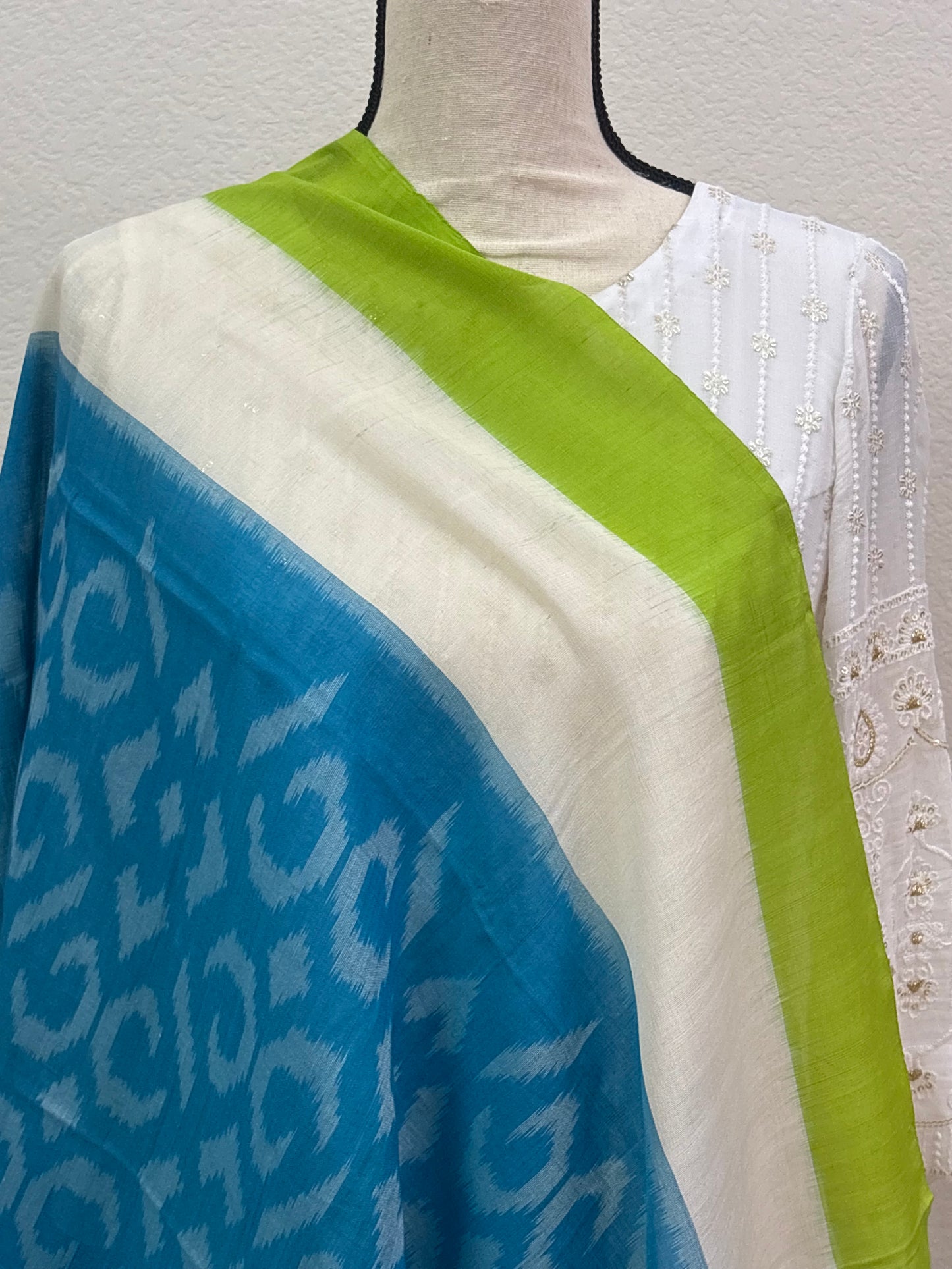Blue Cotton Ikkat Dupatta