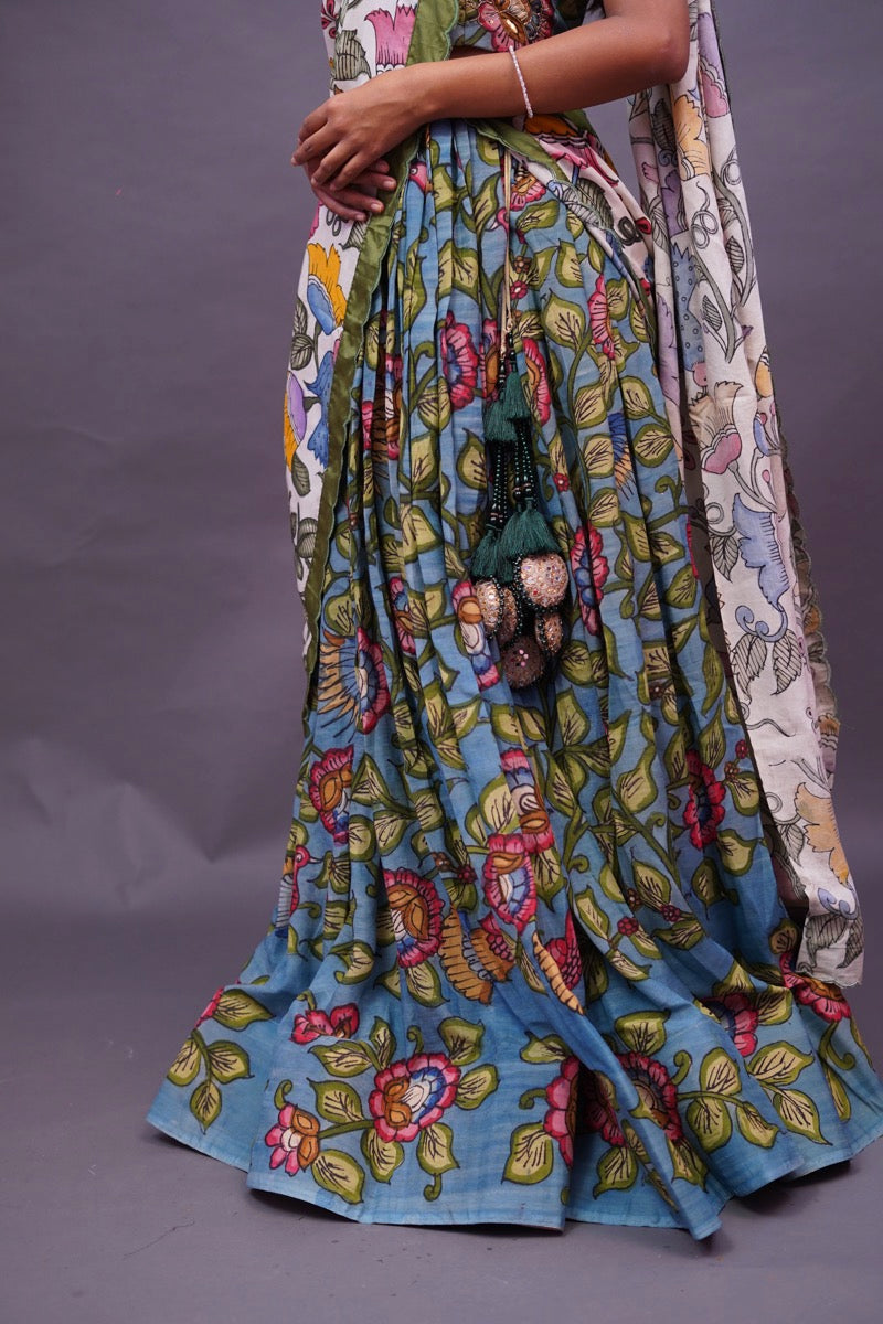 Green KalamkariLehenga