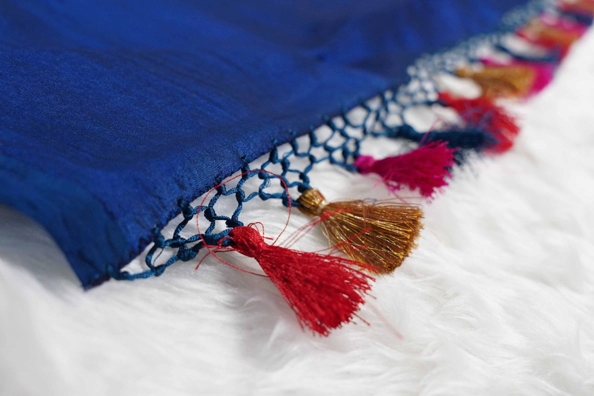 Brocade Banaras Velvet motifs-Blue