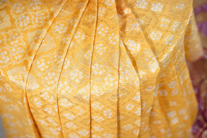 Maroon and mustard yellow banaras georgette