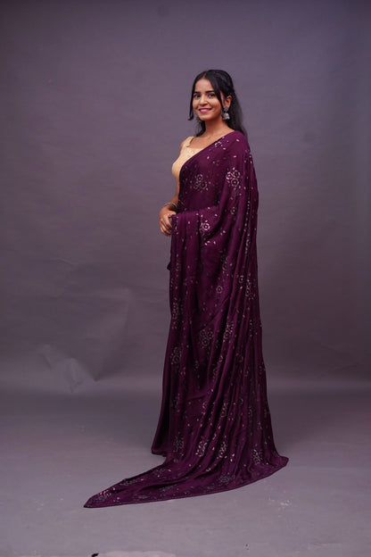 Swarovski Bottle green Saree