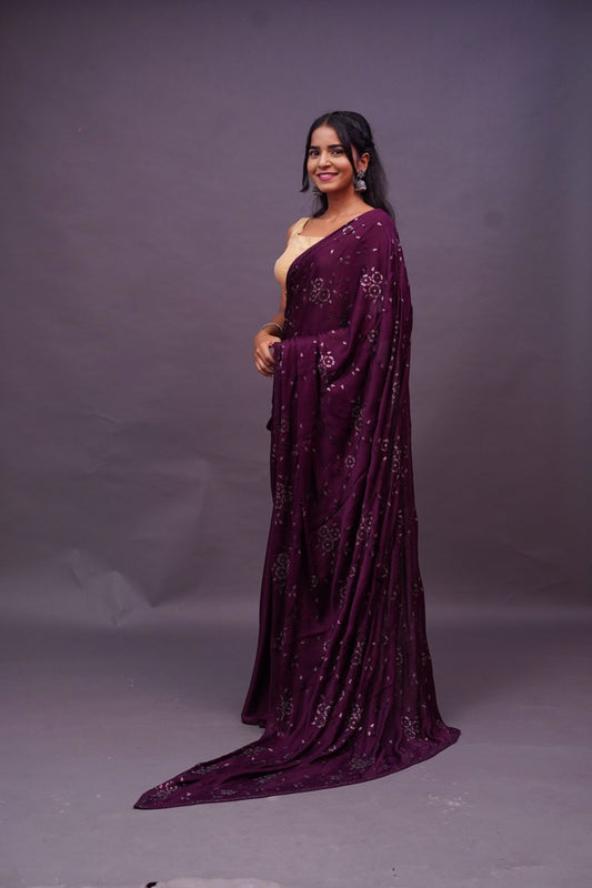 Swarovski Bottle green Saree