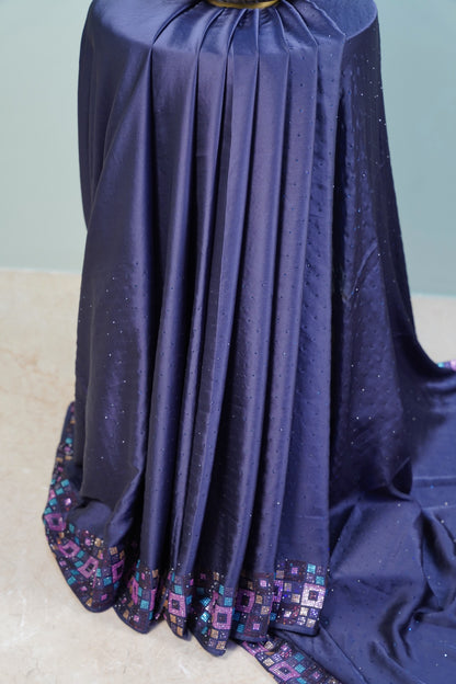 Swarovski Ink Blue Saree