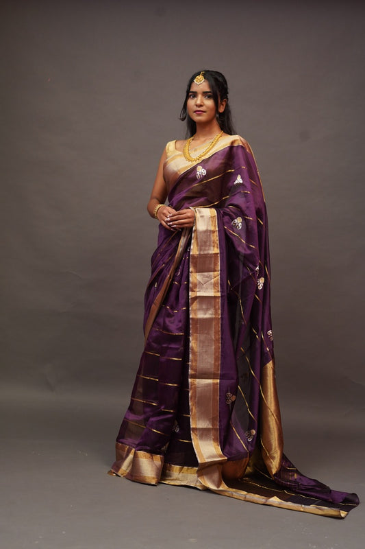 Deep Purple Chanderi Saree
