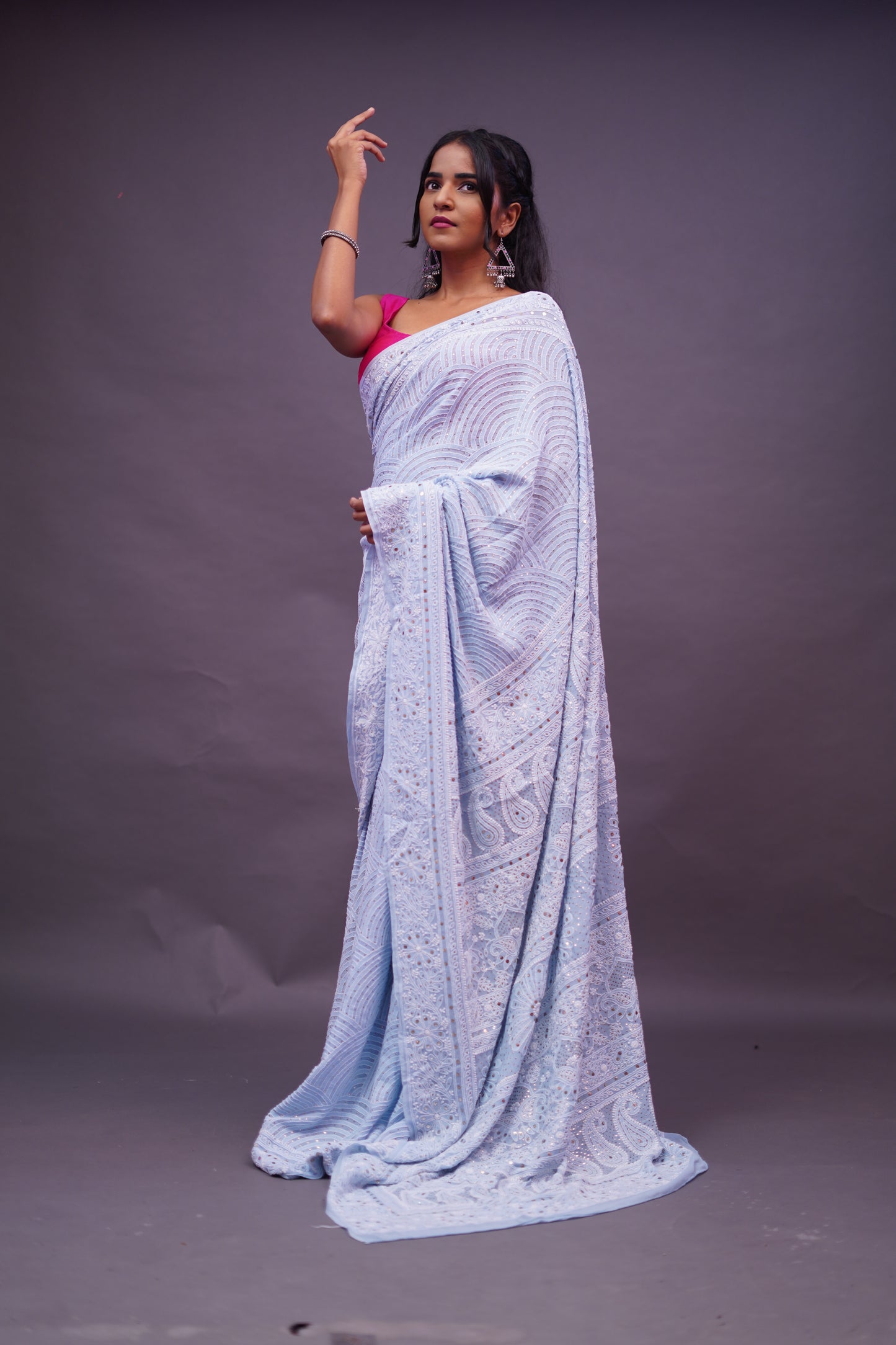 Powder Blue Chikankari