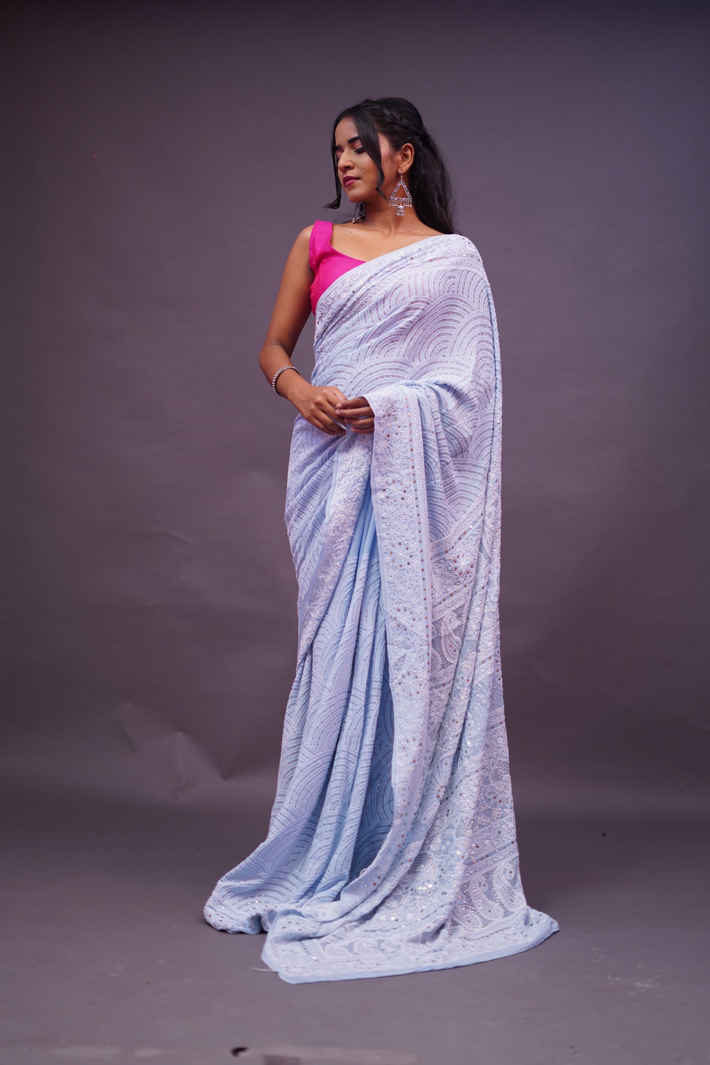 Powder Blue Chikankari