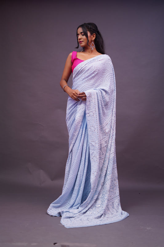 Powder Blue Chikankari