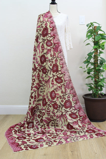 Kalamkari Cotton Dupatta with Floral Design