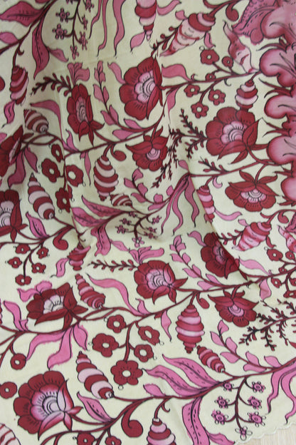 Kalamkari Cotton Dupatta with Floral Design