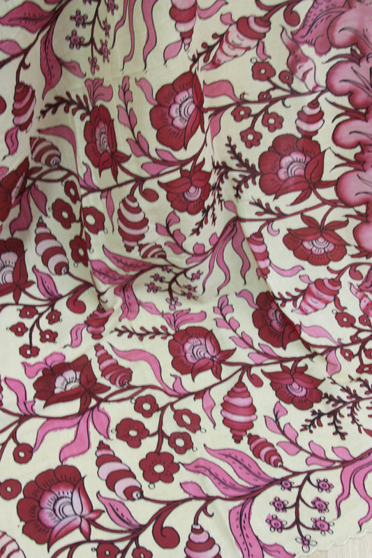 Kalamkari Cotton Dupatta with Floral Design