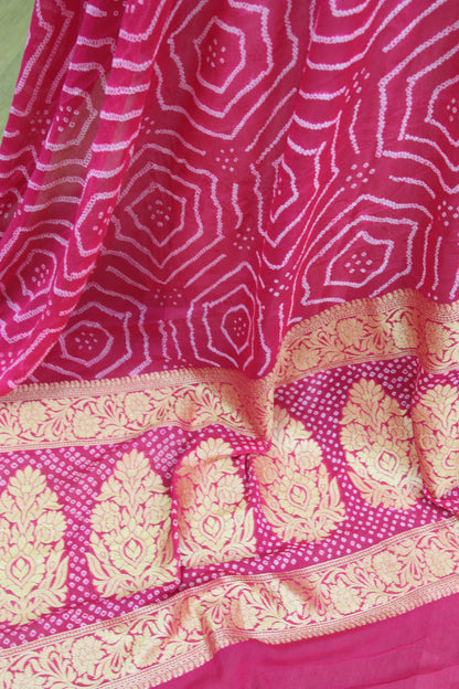 Pink georgette Bandhani dupatta