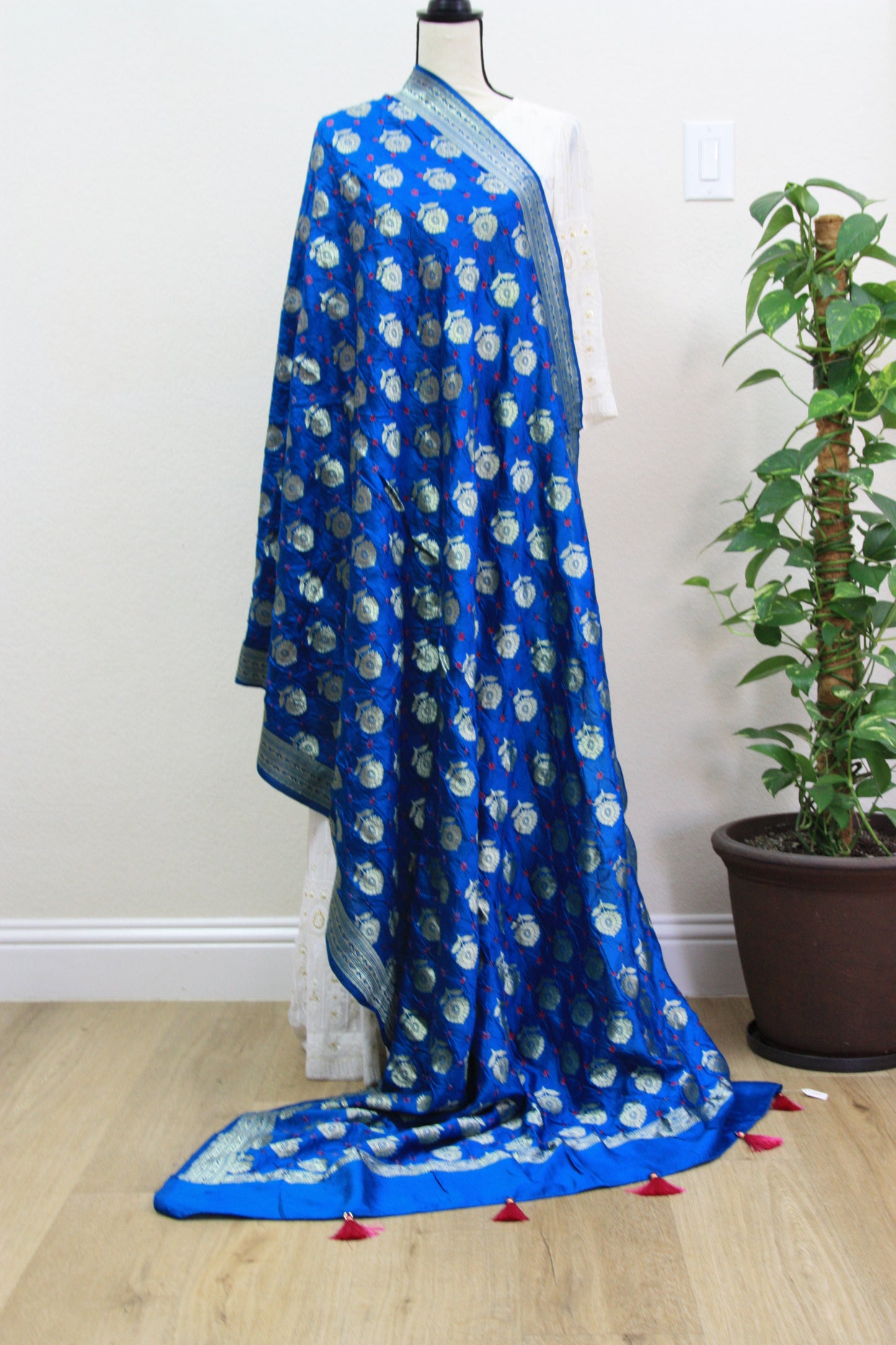 Lightweight Blue Banarasi Dupatta