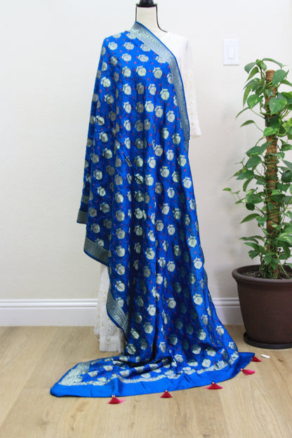 Lightweight Blue Banarasi Dupatta