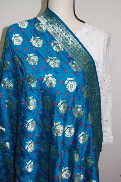 Lightweight Blue Banarasi Dupatta