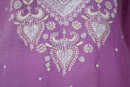 Lilac Cutdana straight Kurta set Dress