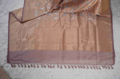 Banaras Tissue with Satin border - pink