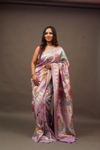 Banarasi Lavender Tussar all over Tissue saree