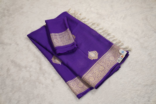 Purple Munga Silk with unique butti