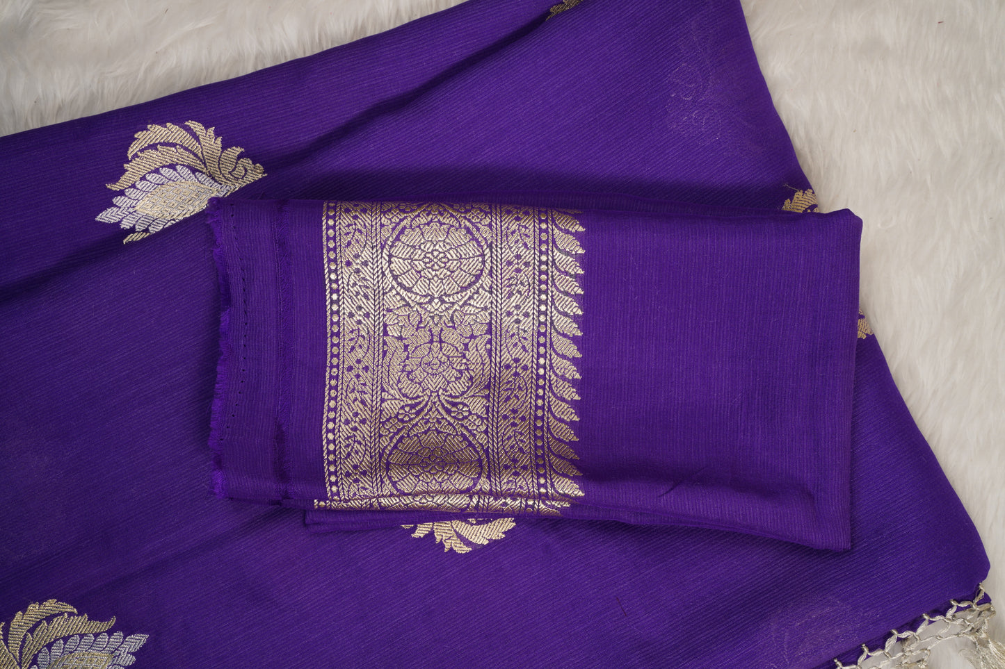 Purple Munga Silk with unique butti
