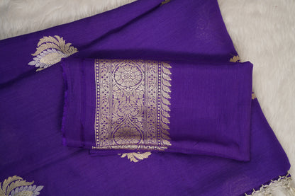 Purple Munga Silk with unique butti