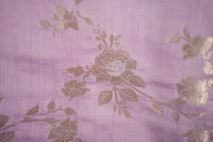 Tussar tissue Saree with a Self-Embroidery Border- Lavender