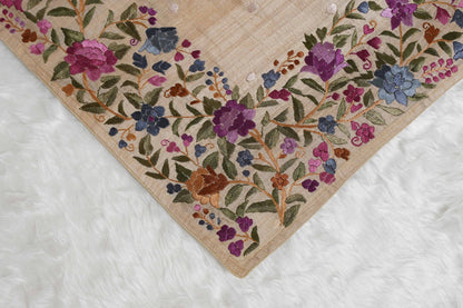 Tussar Beige with parsi ghara work