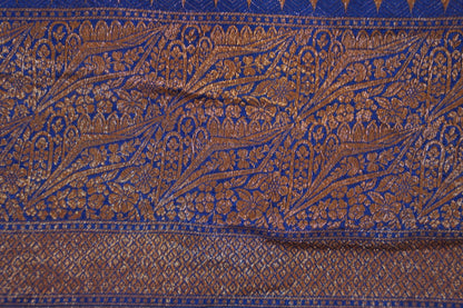 Brocade Banaras Velvet motifs-Blue