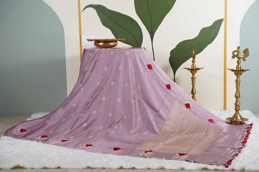 Lilac Banaras Mashru with velvet motifs