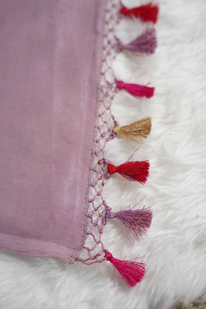 Lilac Banaras Mashru with velvet motifs