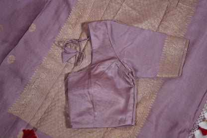 Lilac Banaras Mashru with velvet motifs