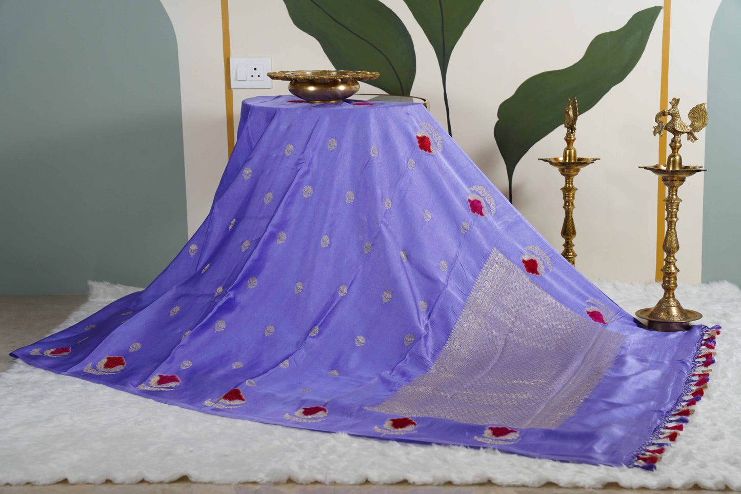 Pastel mauve Banaras velvet motifs