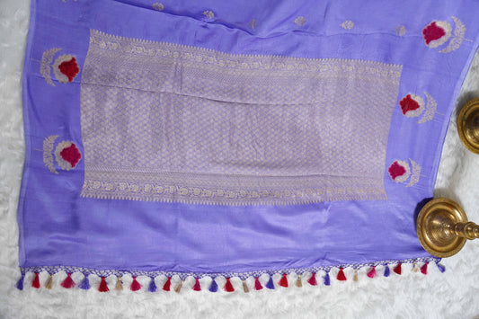 Pastel mauve Banaras velvet motifs