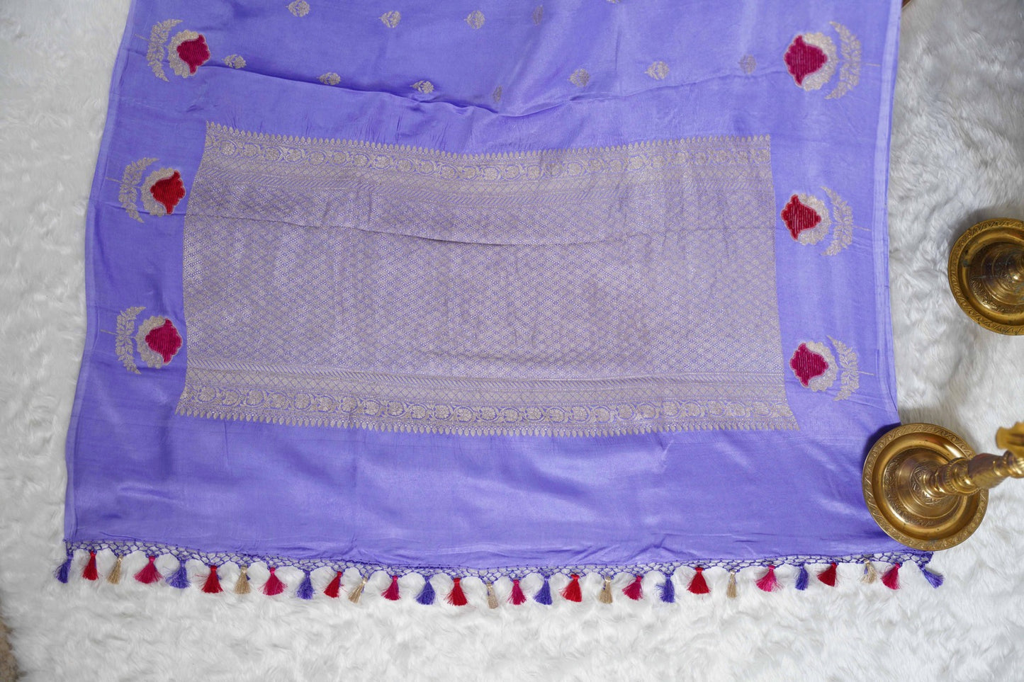 Pastel mauve Banaras velvet motifs