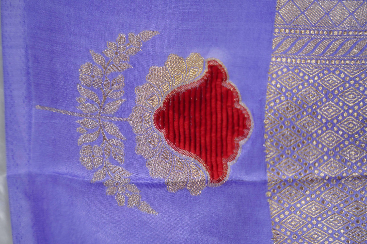 Pastel mauve Banaras velvet motifs