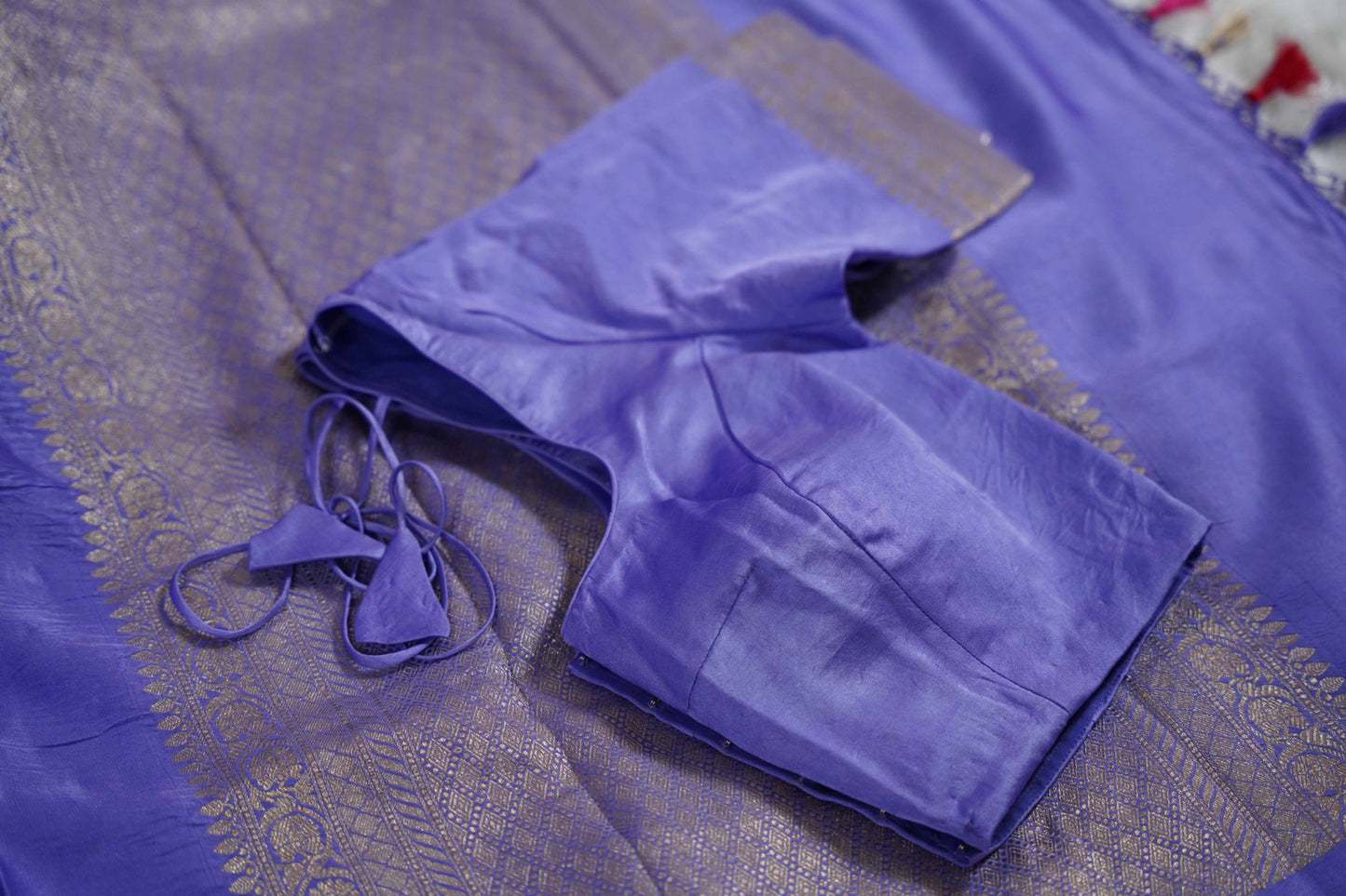 Pastel mauve Banaras velvet motifs