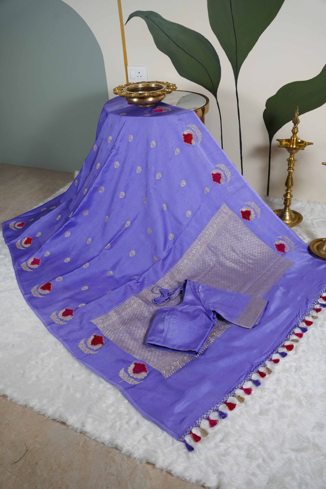 Pastel mauve Banaras velvet motifs