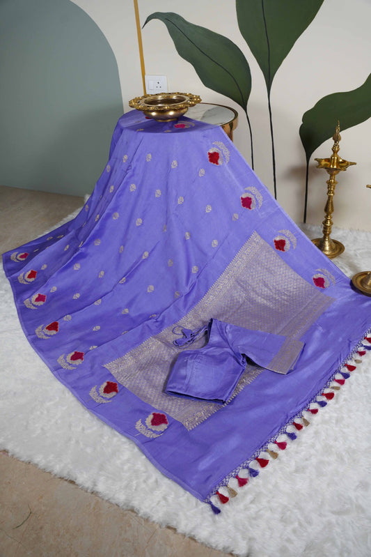 Pastel mauve Banaras velvet motifs