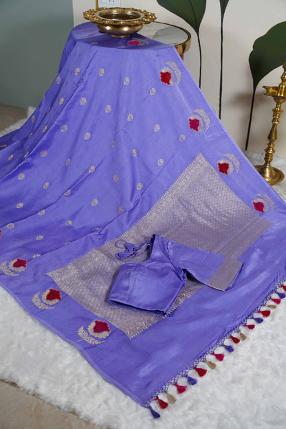 Pastel mauve Banaras velvet motifs