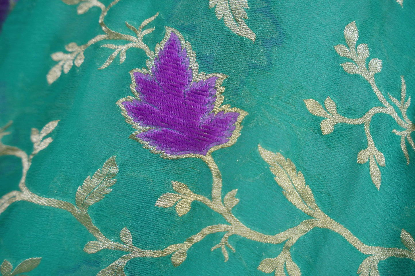 Teal Banaras Velvet motifs