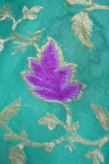 Teal Banaras Velvet motifs