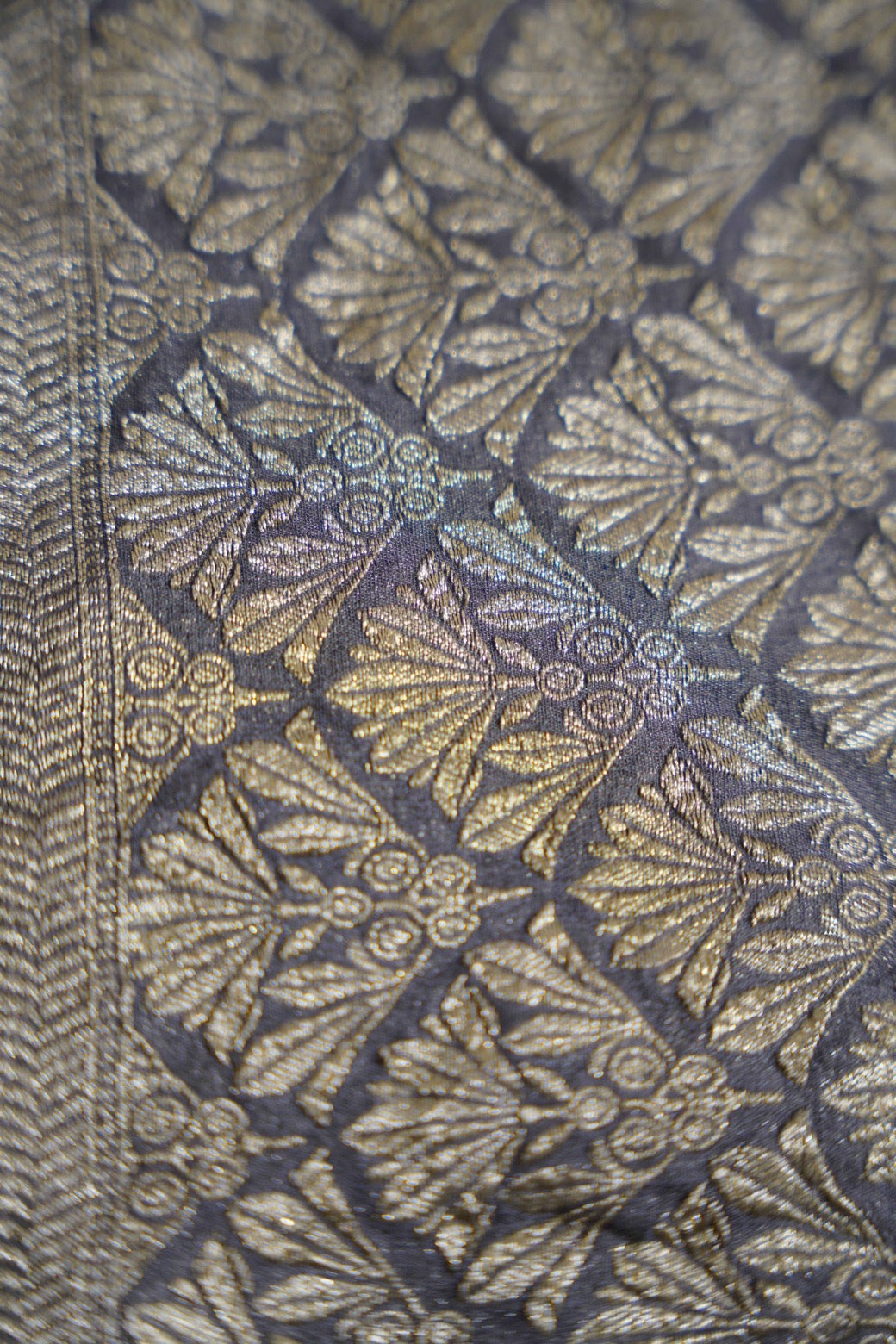 Grey Banaras with Velvet Motifs
